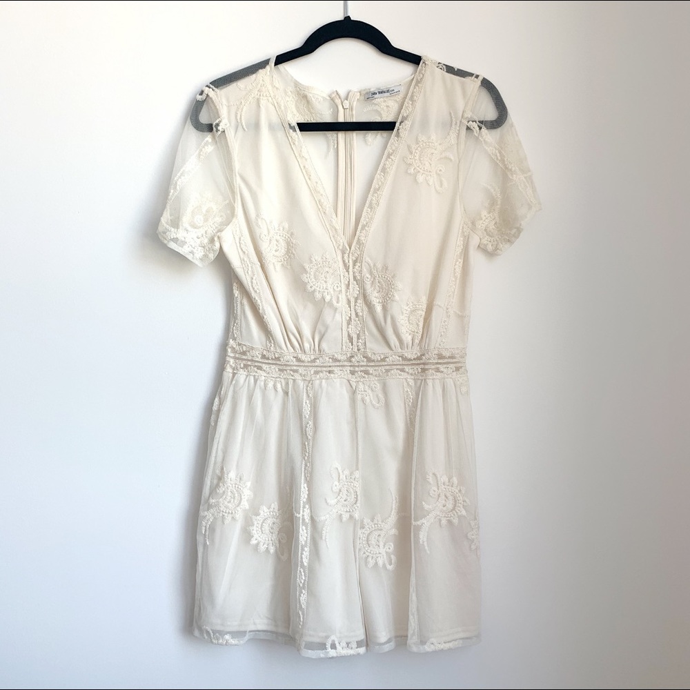Zara romantic embroidered romper